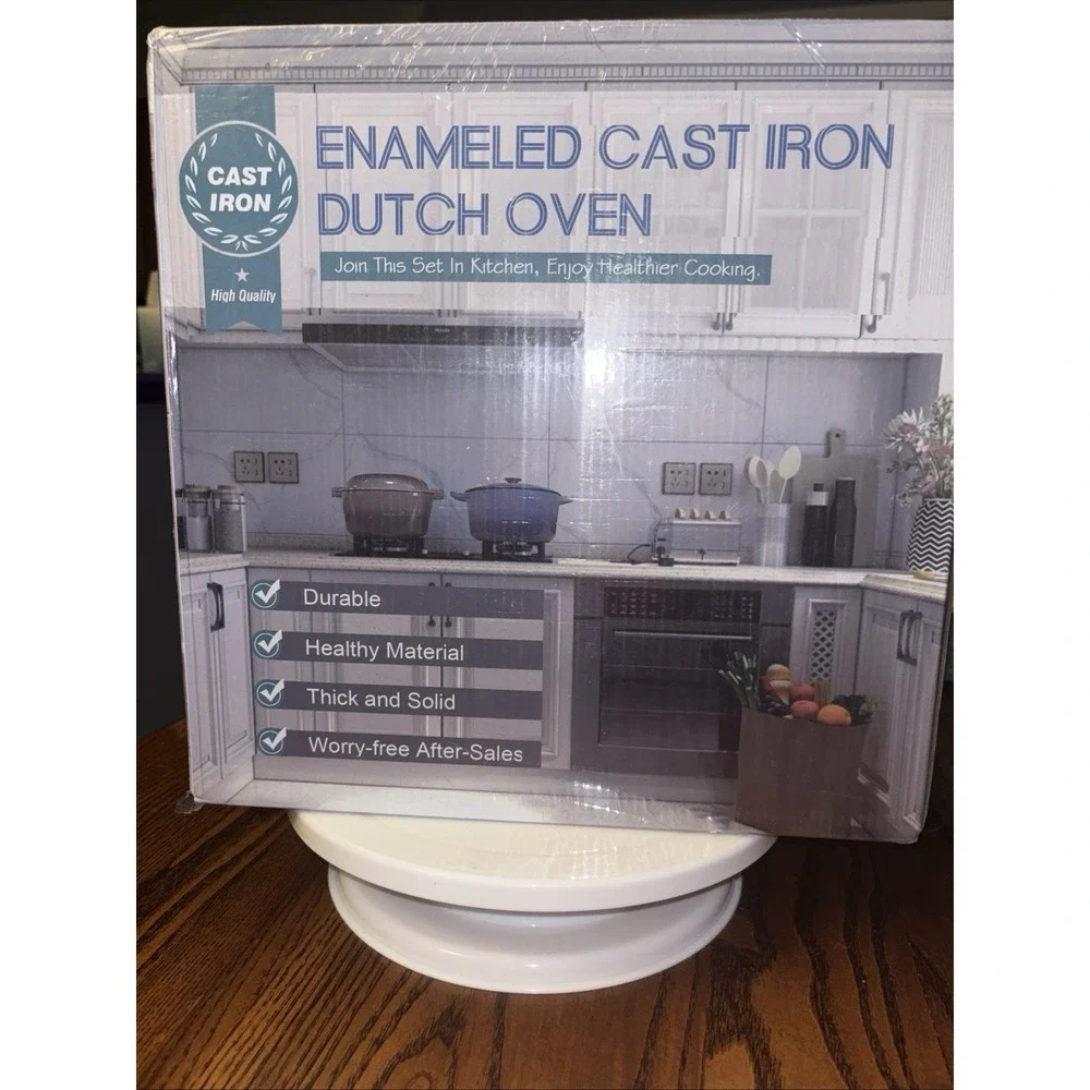 6 Quart Enameled Cast Iron Dutch Oven for Sourdough Bread‎ with Dual Handles...